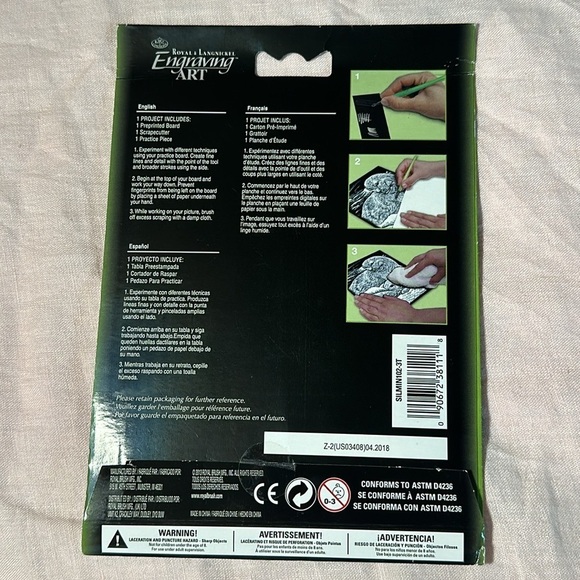 Royal & Langnickel 5"x7" Silver Foil Mini Engraving Tabby Cat & Kitten Art Kit - Picture 7 of 10